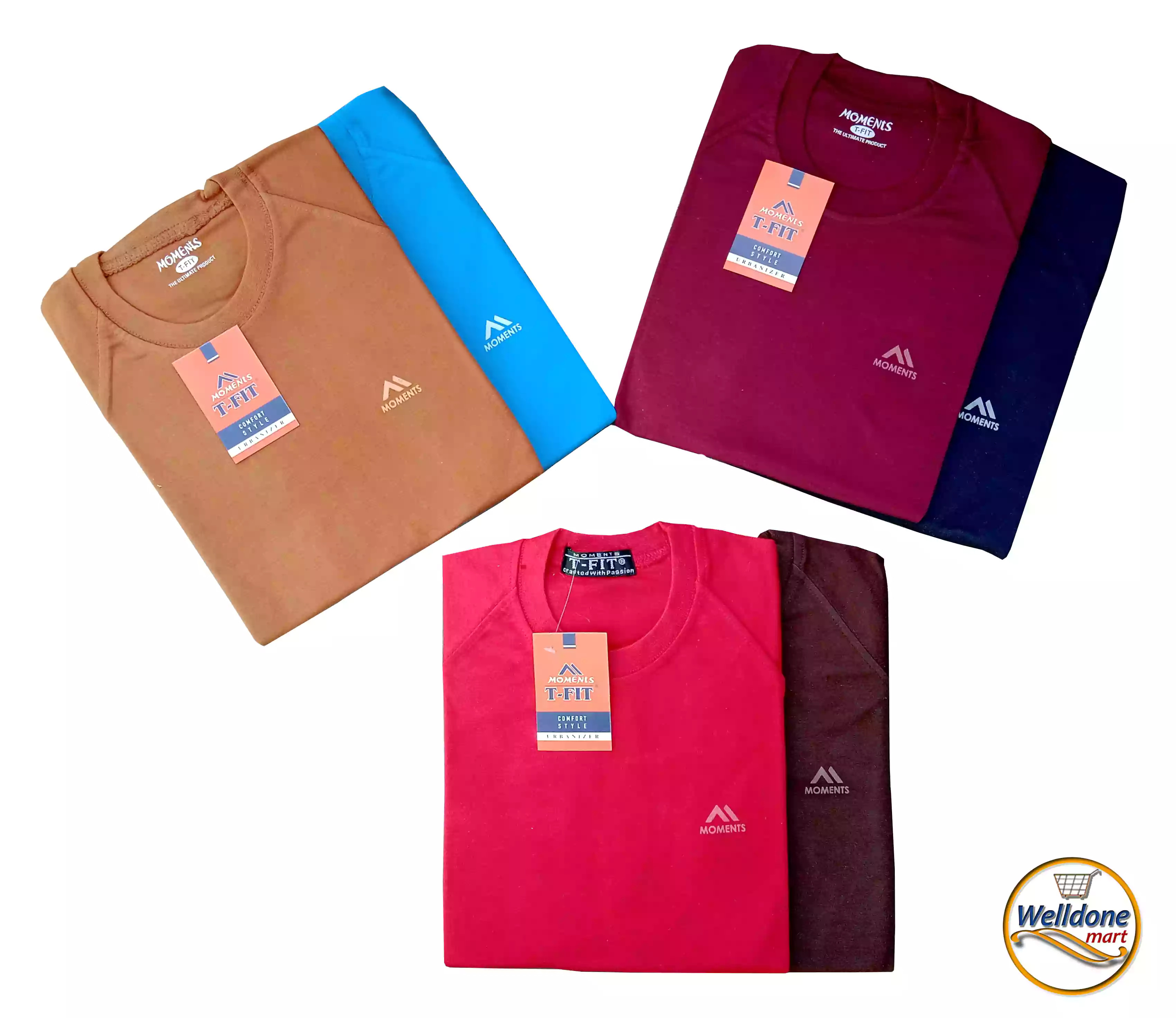 Moments Mens Cotton T-Shirt Half Sleeve Round Neck Comfortable Daily Wear