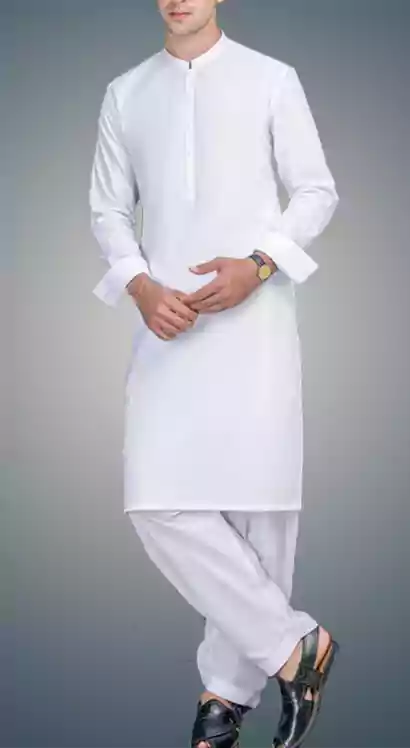 Cotton mens kurta pajama white set