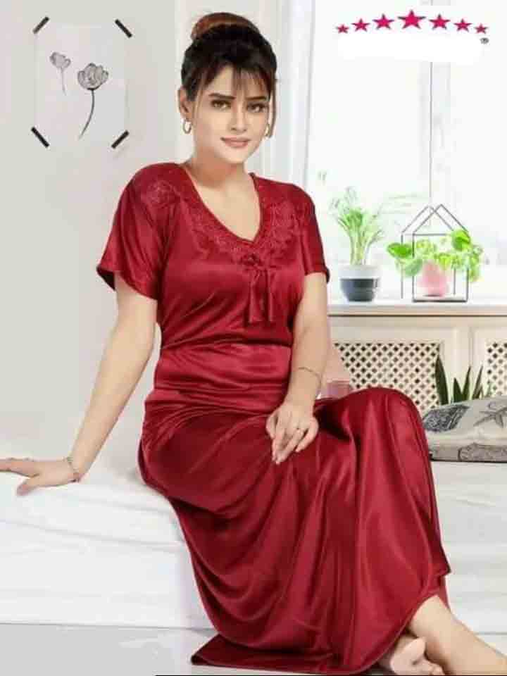 Women's Satin Nighty - Night Maxi hot Lace Design