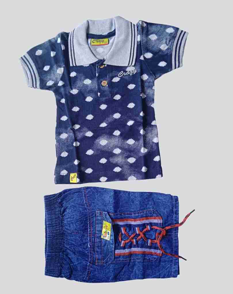 Casual Polka Dot T-Shirt & Denim Shorts Set
