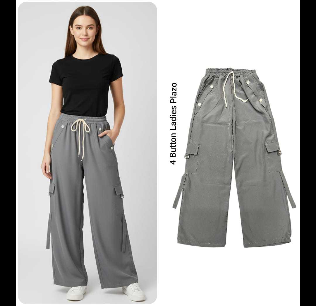 Women’s 4 Button Palazzo Pants – Stylish Wide Leg Casual Trousers