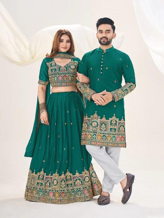 Couple Ethnic Wear (Unstitched) – Full fabric pieces for men & women,