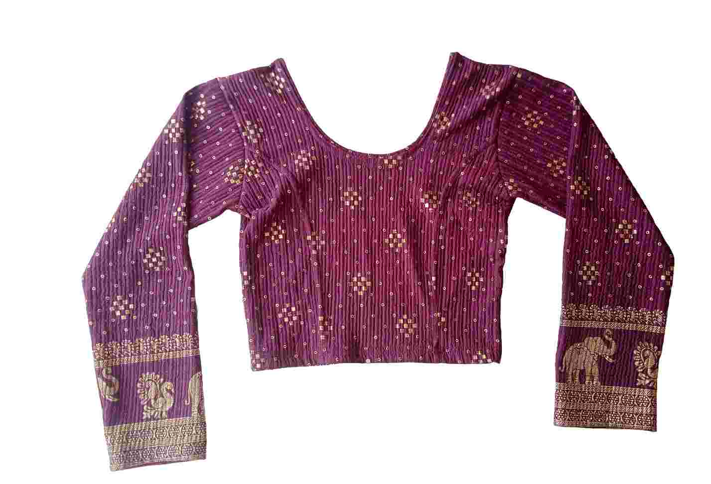 Purple Printed Full Sleeve Designer Readymade Blouse